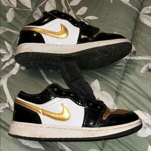 Black and Gold Sneakers with White Accents
